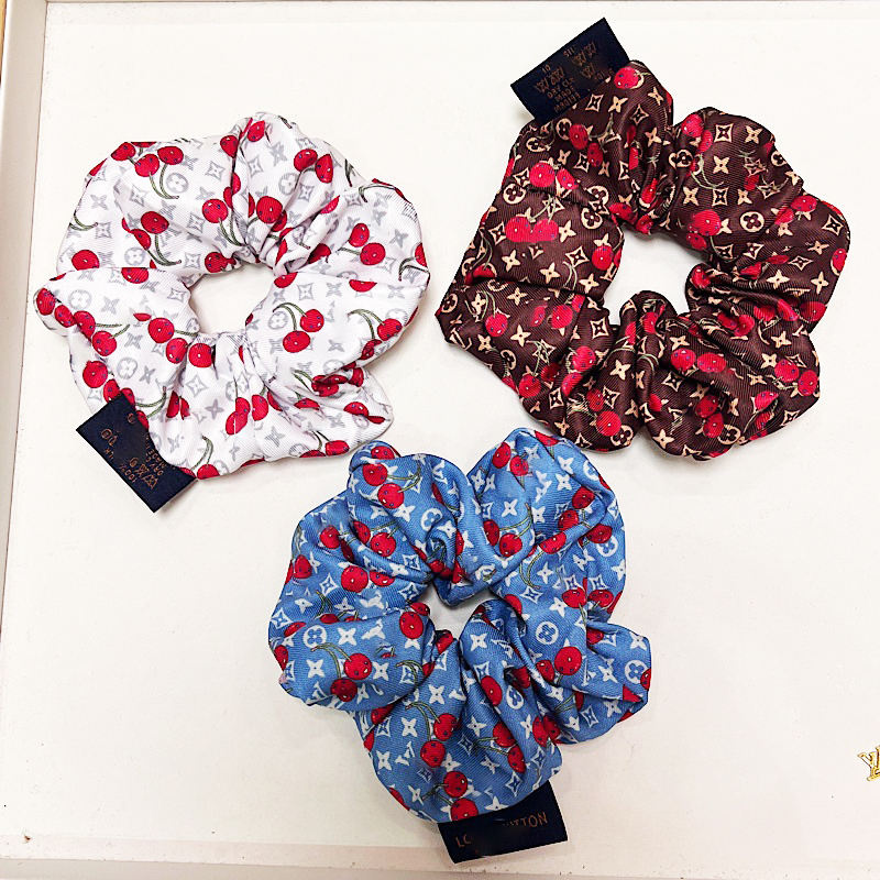 Wholesale Cottagecore Brand Designer Hair Band Cherry Printed Hair Ties