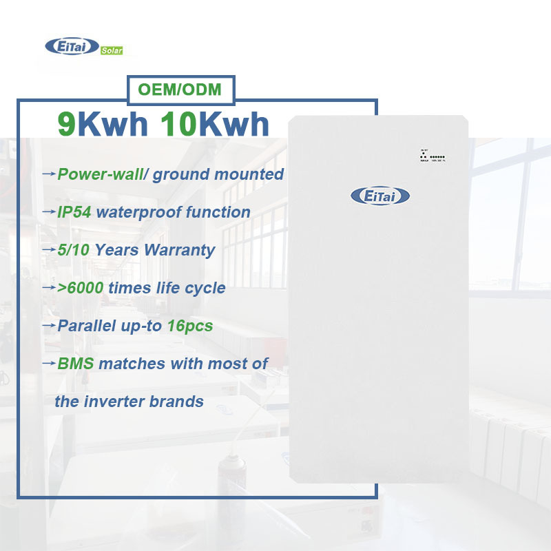 Eitai Rechargeable 48V Power Wall Home Lifpeo4 10kwh Lithium Ion Batteries Pack