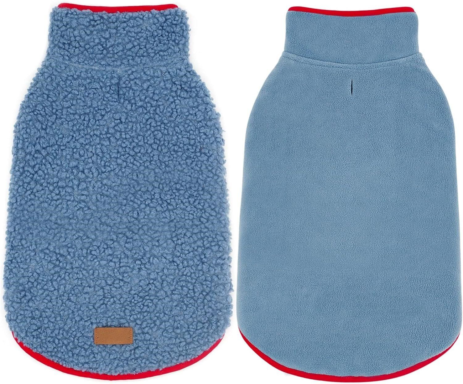 Warm Dog Coat Sweater Reversible Dog Jacket Winter Fleece Coat