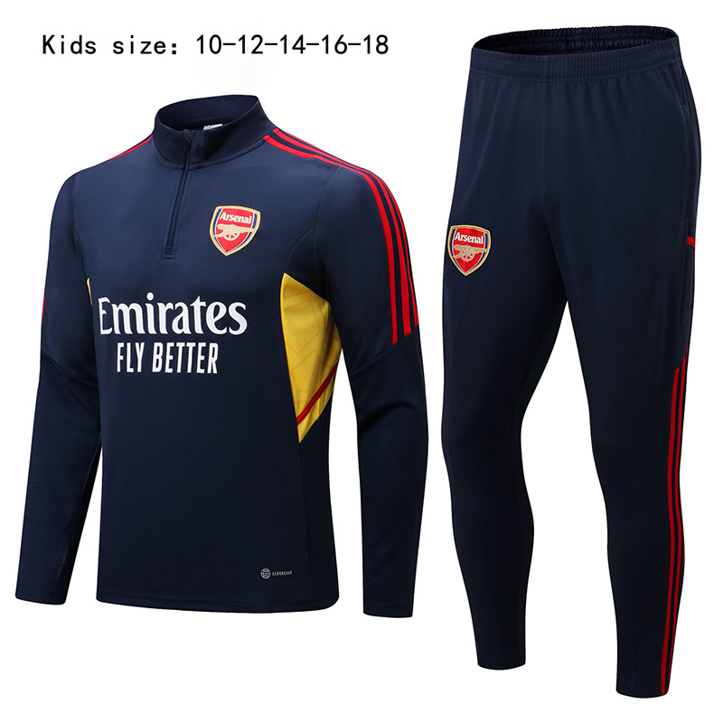 Kids Size Half Zipper Tracksuit 2023 Men 2 Piece Long Sleeve Pullover Football Soccer Training Suit Set Jacket and Pants Sporty Sets