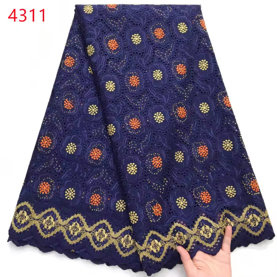 4311 African Nigerian Lace Fabric 2025 High Quality Embroidery Lace Fabric With Rhinestones For Women Party Dress