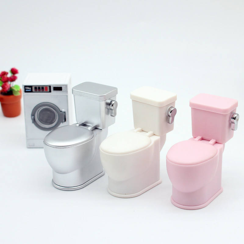 2025 New Hot Selling Models Dollhouse Miniature Bathroom Furniture Dollhouse Simulated Flushing Toilet With Flushing Sound