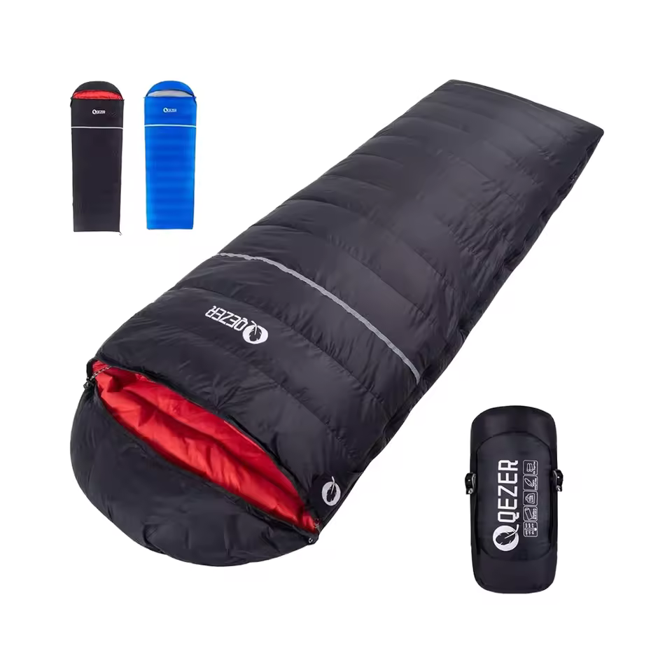 Ultralight Compact Waterproof Outdoor Camping Hiking Backpacking Duck Mummy Style 4 Season Single Adult Sleeping Bag Qezer