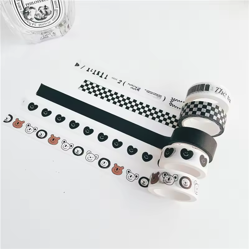 Black White Blue Washi Tape Thank You Cute Kawaii Anime Washi Masking Tapes Bulk