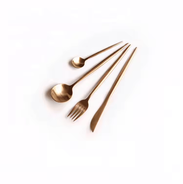 Luxury Portuguese Tableware Rose Gold Stainless Steel Dinnerware Sets Vintage Cutlery For Home Or Wedding