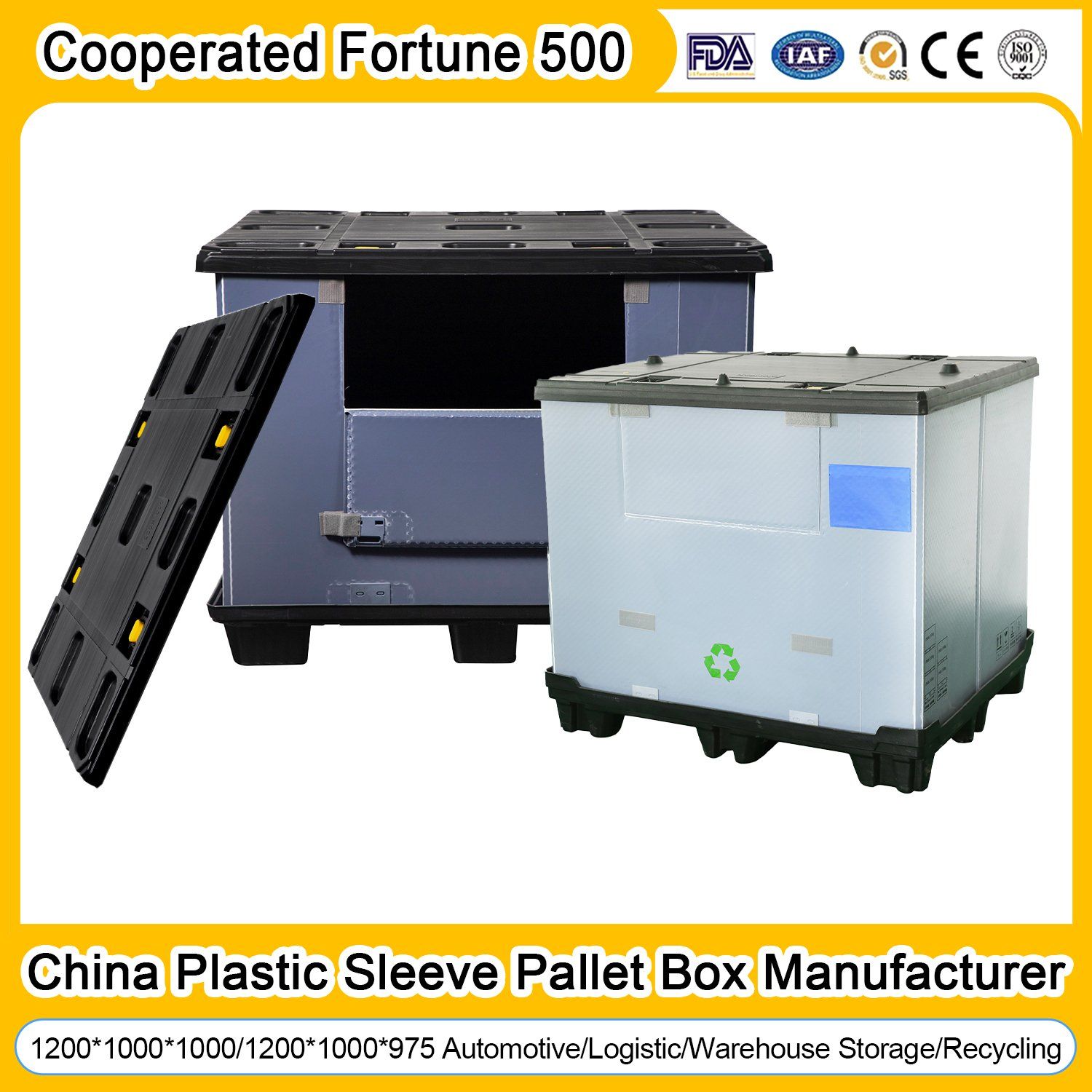 Factory Direct Wholesale Premium Durable HDPE Eco-Friendly Stackable Reusable 1200*1000*1000 mm Storage Pallet Bins for Multipurpose