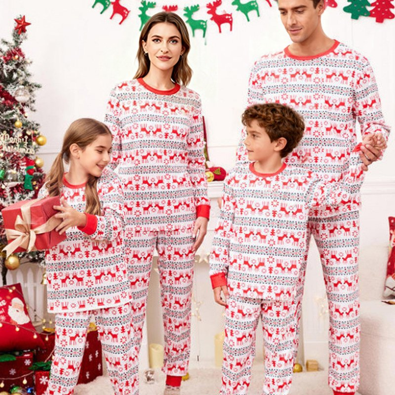 Manufacturer Direct Team Family Christmas Pajama Sets Printed Long Sleeve 2-Piece Sleepwear Cozy Holiday Loungewear