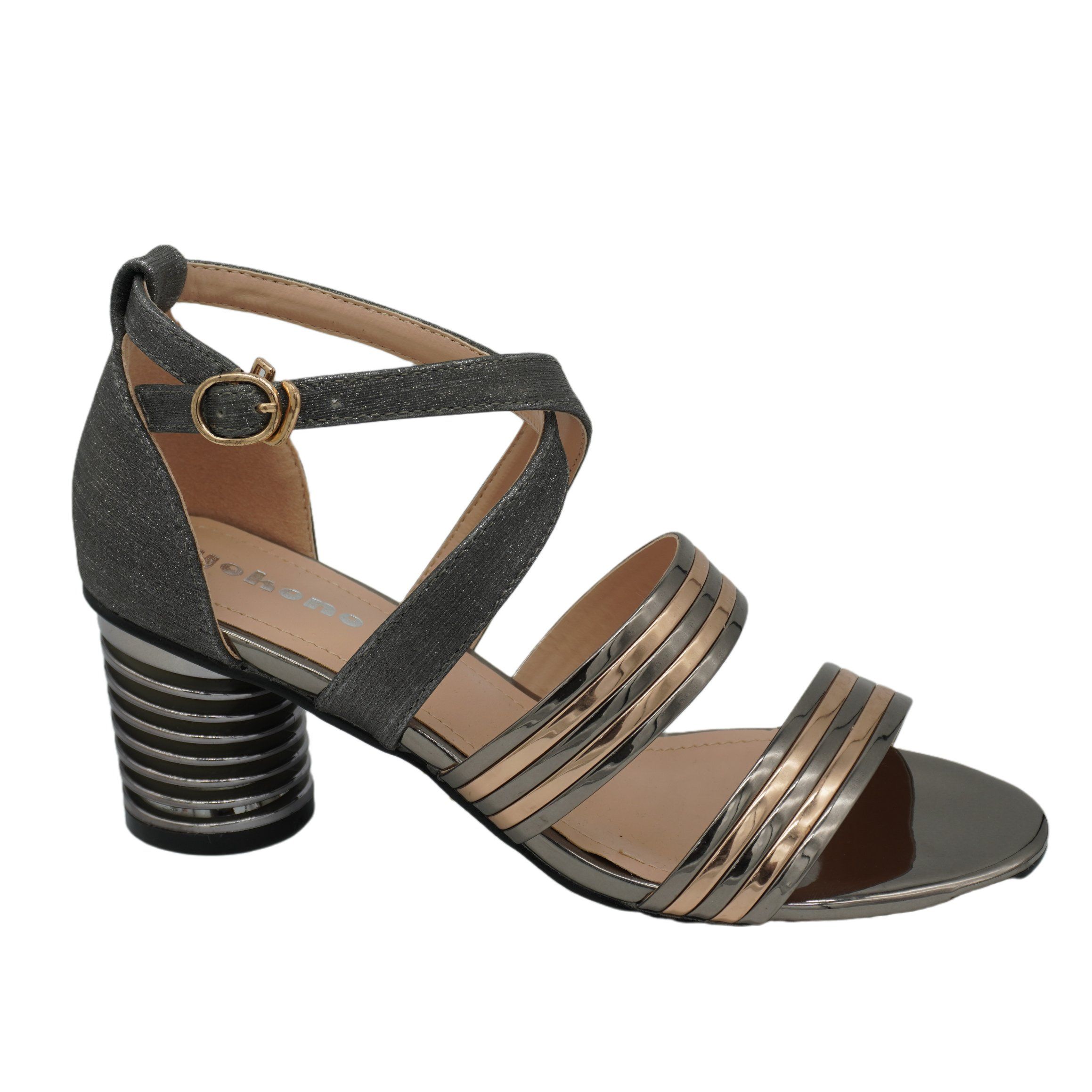 OEM Fashion High-End Brushed Round Heel Women Sandals Summer All-Match Cross Strap High Heel Ladies Branded Shoes