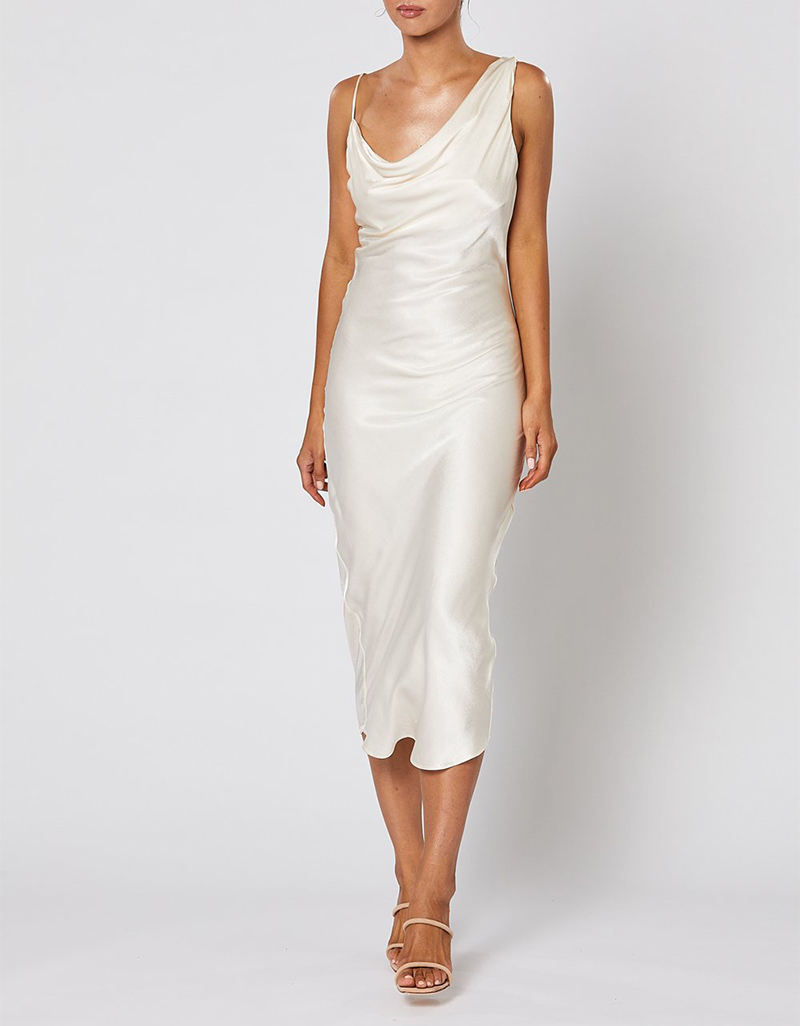 High Quality Clothing Factory OEM Women's Casual Party Fashion Backless Irregularity Straps Sexy Satin Maxi Dress