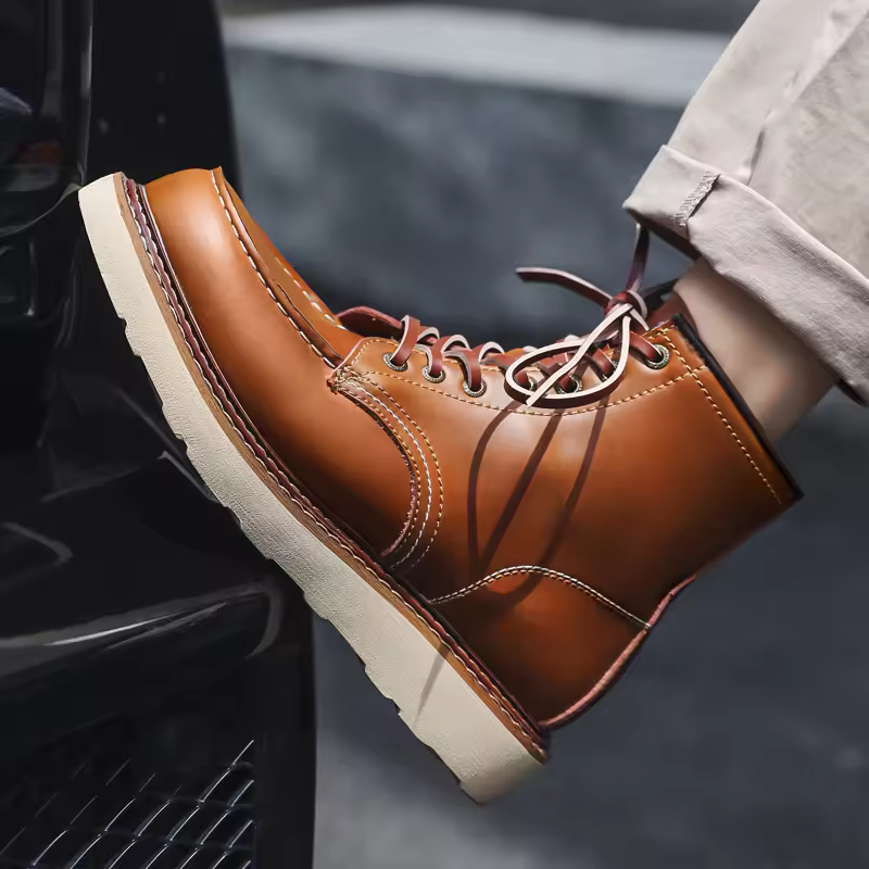 Xinzi Rain Private Label Working Boots Classic Round Toe Lace Up High Top Men Winter Ankle Boots With Logo Custom