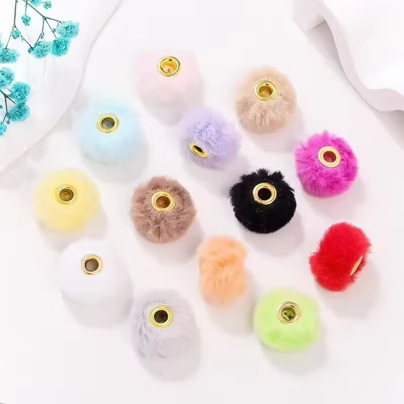 2025 New Arrival 20mm Fluffy Pompom Spacer Beads For Jewelry Making Fur Charms For Jewelry Diy Necklace Pendant Accessories