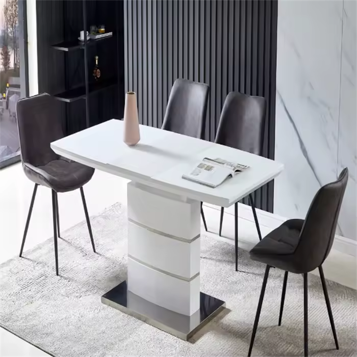 5-piece Modern Counter Height Dining Table Set With 4 Chairs Exquisite Style Efficiency Elegance Two Tone Glass Design Home Room