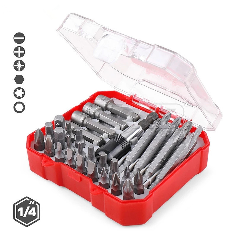 Screwdriver Bit Set Magnetic 25mm 50mm Long Screwdriver Bit Adapter Tool Extension Bit Holder Screwdriver Bits in Case