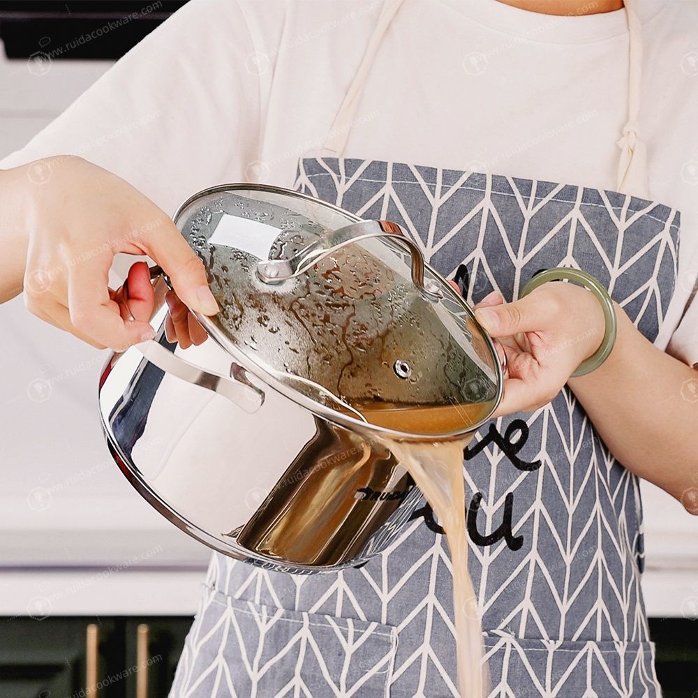 Durable Kitchenware 10PCS Cookware Stainless Steel with Colander Glass Lid