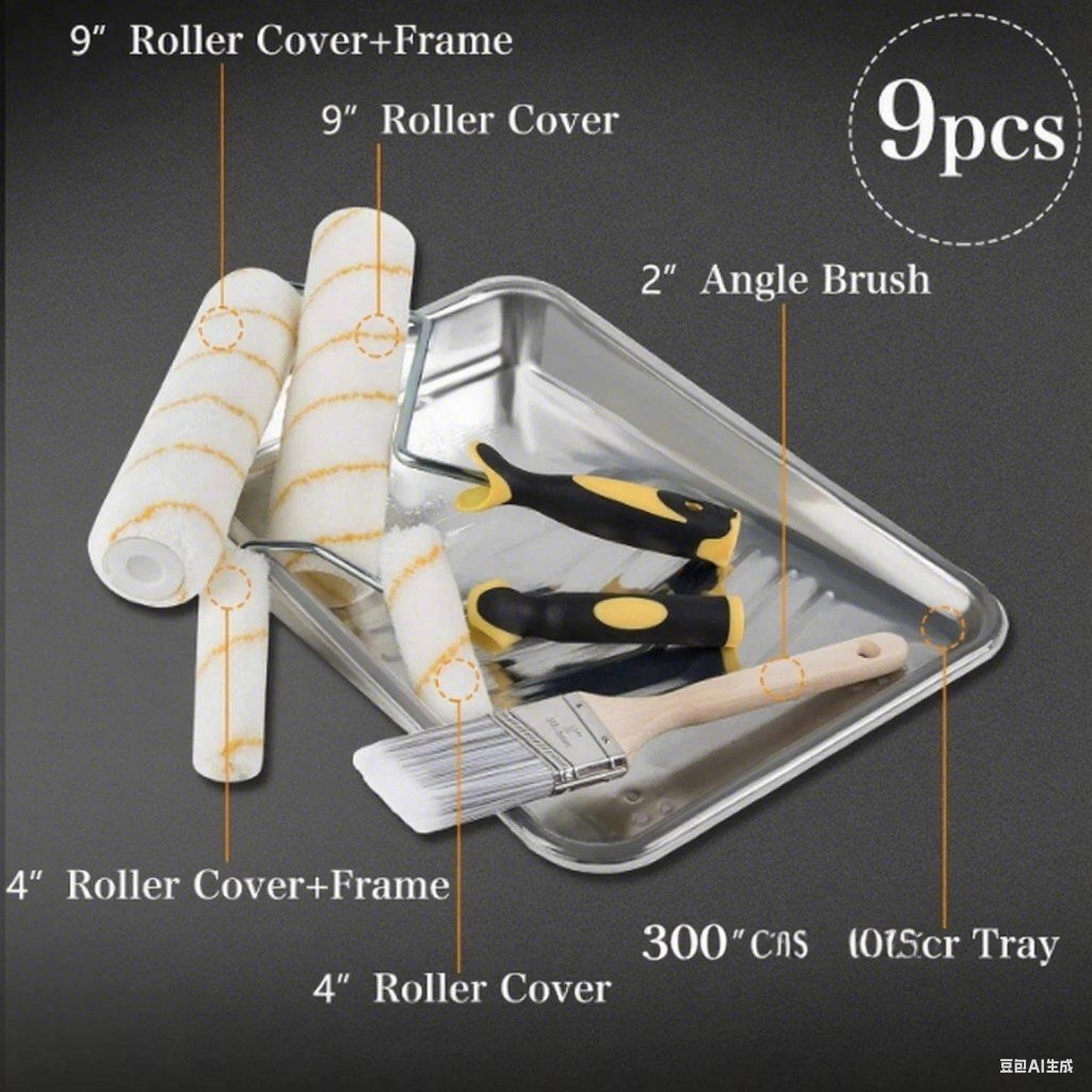 9PCS Paint Roller Kit for Holidays Wall Decorating Home DIY Improvement