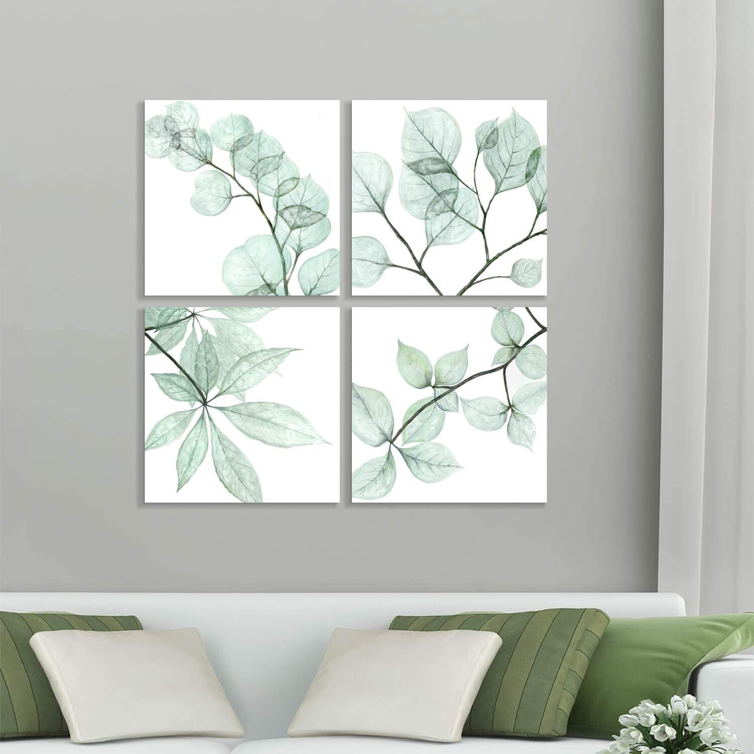Leaf Botanical Prints Wall Art Summer Floral Pictures Art Print on Canvas for Bathroom