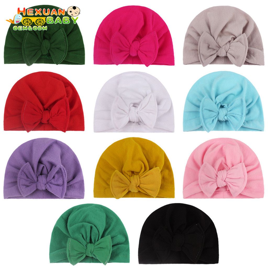 Baby Turban Hat Baby Turban Hats India Muslim Newborn Infant Toddler Kids Baby Girl Children Liverpool Fabric Headwrap Top Knot Hair Bow Turban Hat Cap Beanie