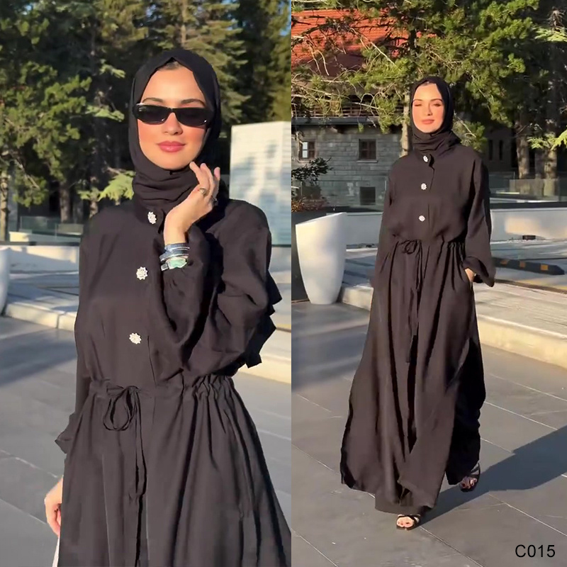 Elegant Black 2-Piece Muslim Women Tunic and Pant Set