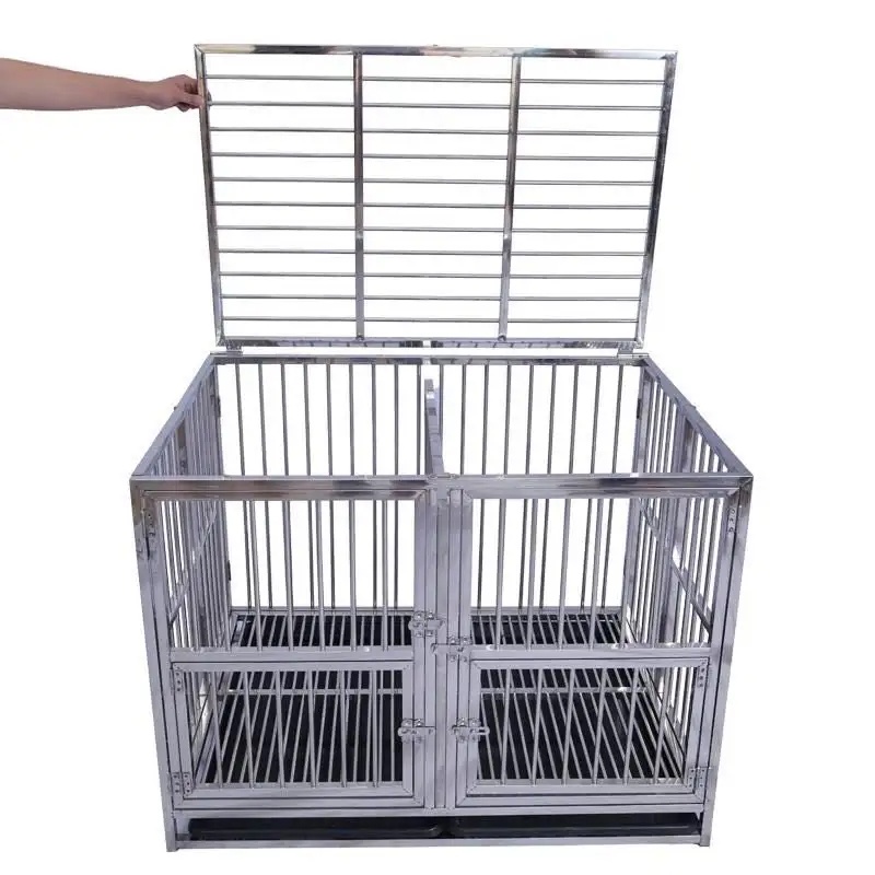 New Arrival Pet Home Aluminum Double Door Safety Dog Crate Outdoor Cages for Dog