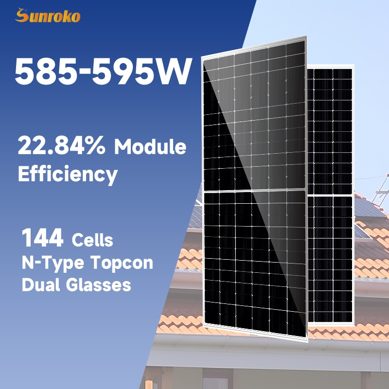All Black Solar Panel 580W 585W 590W 600W N-Type Topcon Solar Panel for Home Use