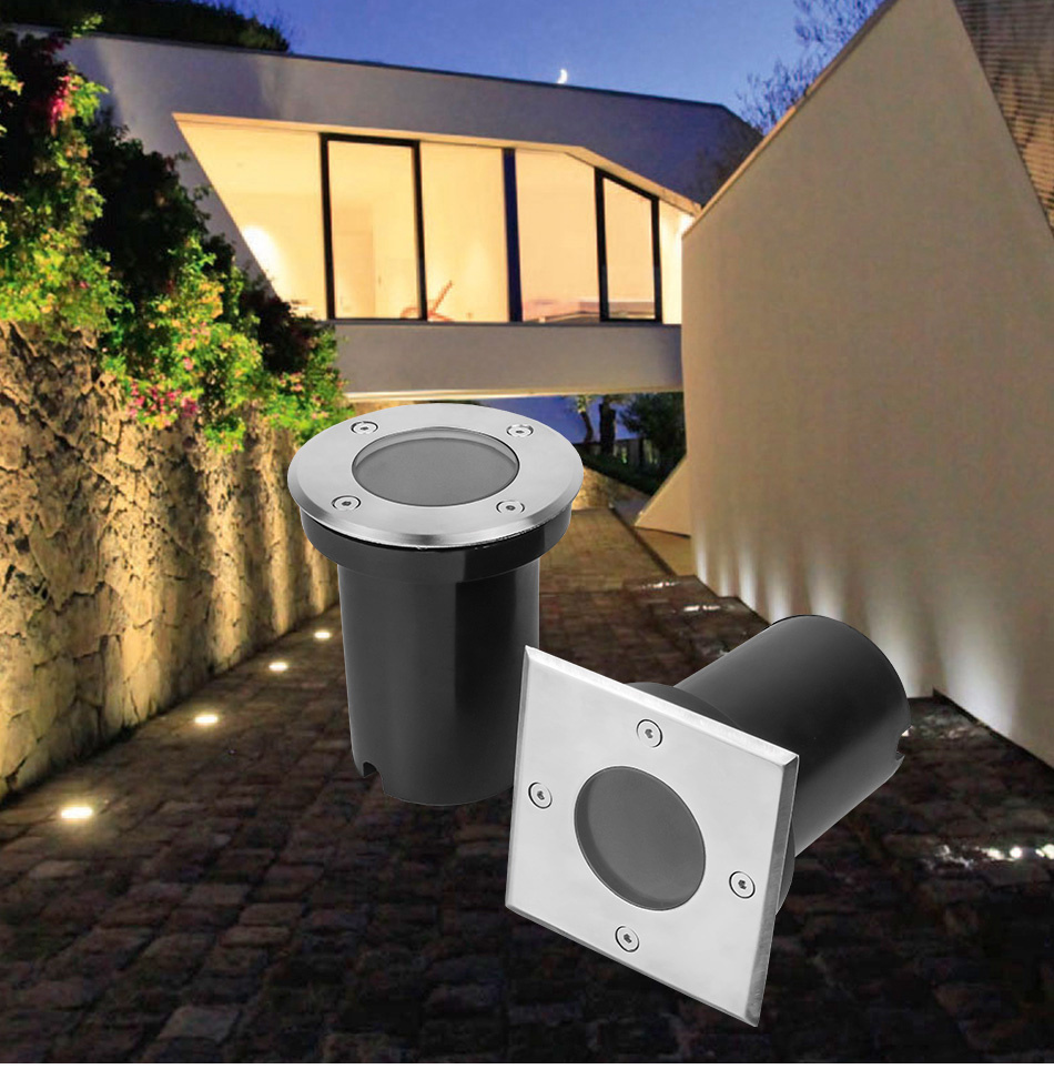Square Waterproof GU10 MR16 Outdoor Recessed Floor Lighting Fixture