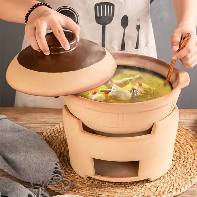 Home Use Ceramic Casserole With Cover Microwave Oven Safe Kitchenware Classical Casserole Clay Pot Cooking Soup Stock Pot