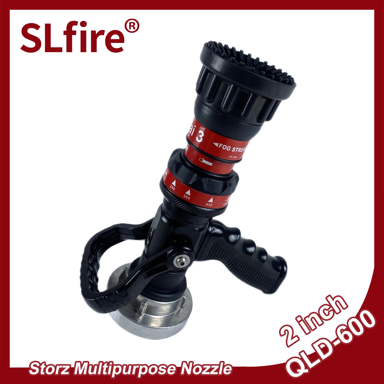 Factory Manufacturer Pistol Grip Selectable Gallonage Fire Fighting Fire Hose Fog Spray Adjustable Automataic Water Nozzle 475L CCC Certified OEM