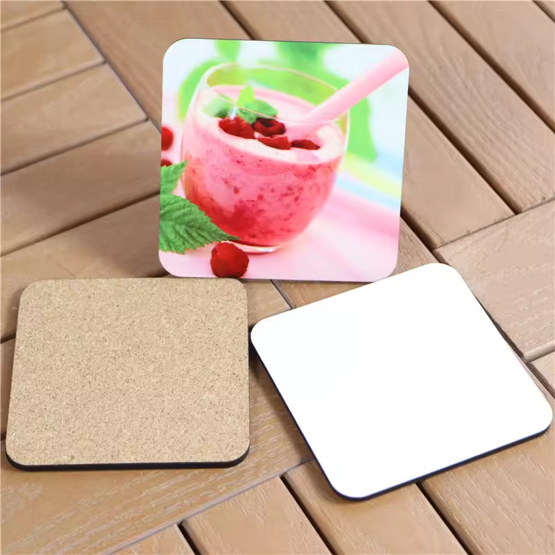 Manufacturer Square Wood Glossy White 90mm Eco-Friendly Cork Backed Blank Sublimation MDF Coaster
