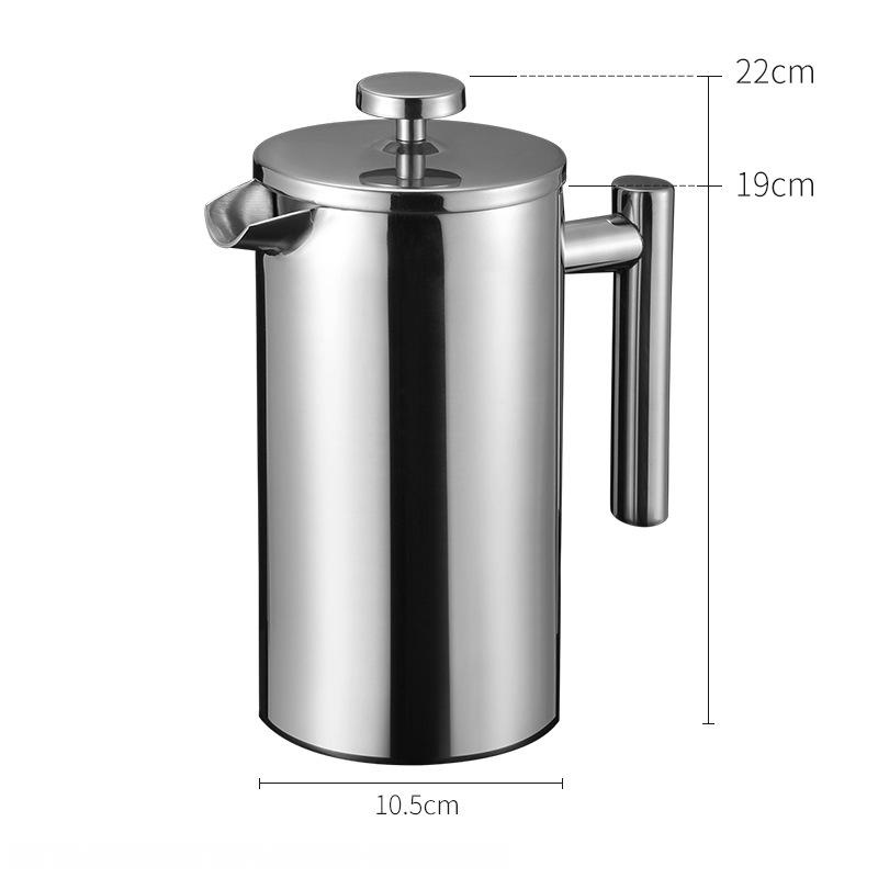 Factory 2-in-1 Stainless Steel Brewer 1L Eco-Friendly French Press Coffee Maker Plunger Pot for Home and Office
