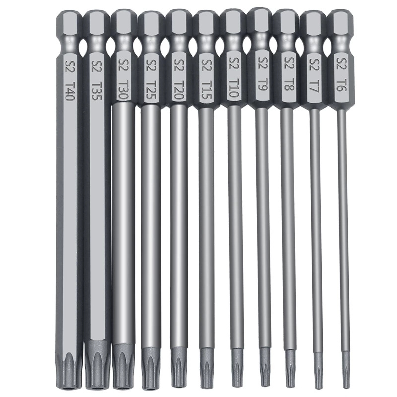 50-75-100mm Hollow Plum Blossom Lengthened S2 Batch Head Hexagon Shank Screwdriver Bit Screwdriver Set Torx Flat Head 1/4" Hex Driver Bits Screwdriver Drill
