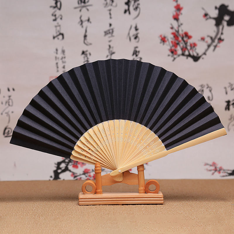 Plain Silk Folding Hand Fan Wedding Fan Weeding Gift Rave Hand Fan
