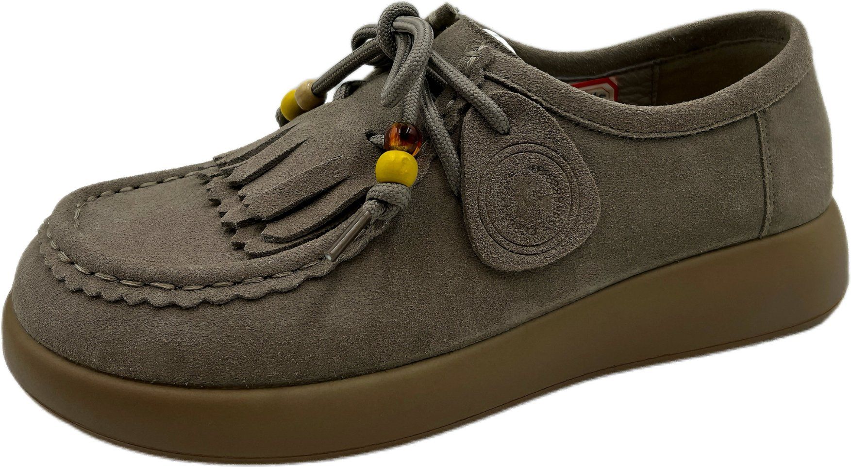 Women's Handcrafted Style Loafers with Beads, Suede Upper and Wide Fit Comfort