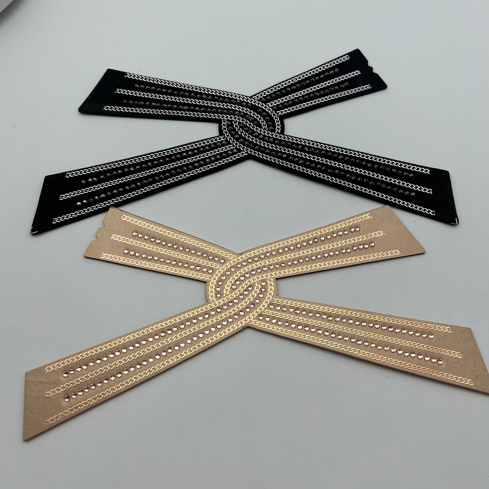 Women's Shoes Upper Accessories PU Material Rhinestone Upper Semi-Finished Women's Shoes Upper Material