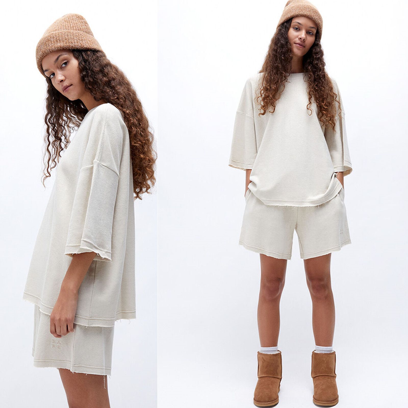 China Supplier Guangzhou Factory Wholesale Bulk Hot Popular Solid Color Sweatshirt Short Sleeves Crew Neck Dropped Shoulders Oversized Women Hoodies