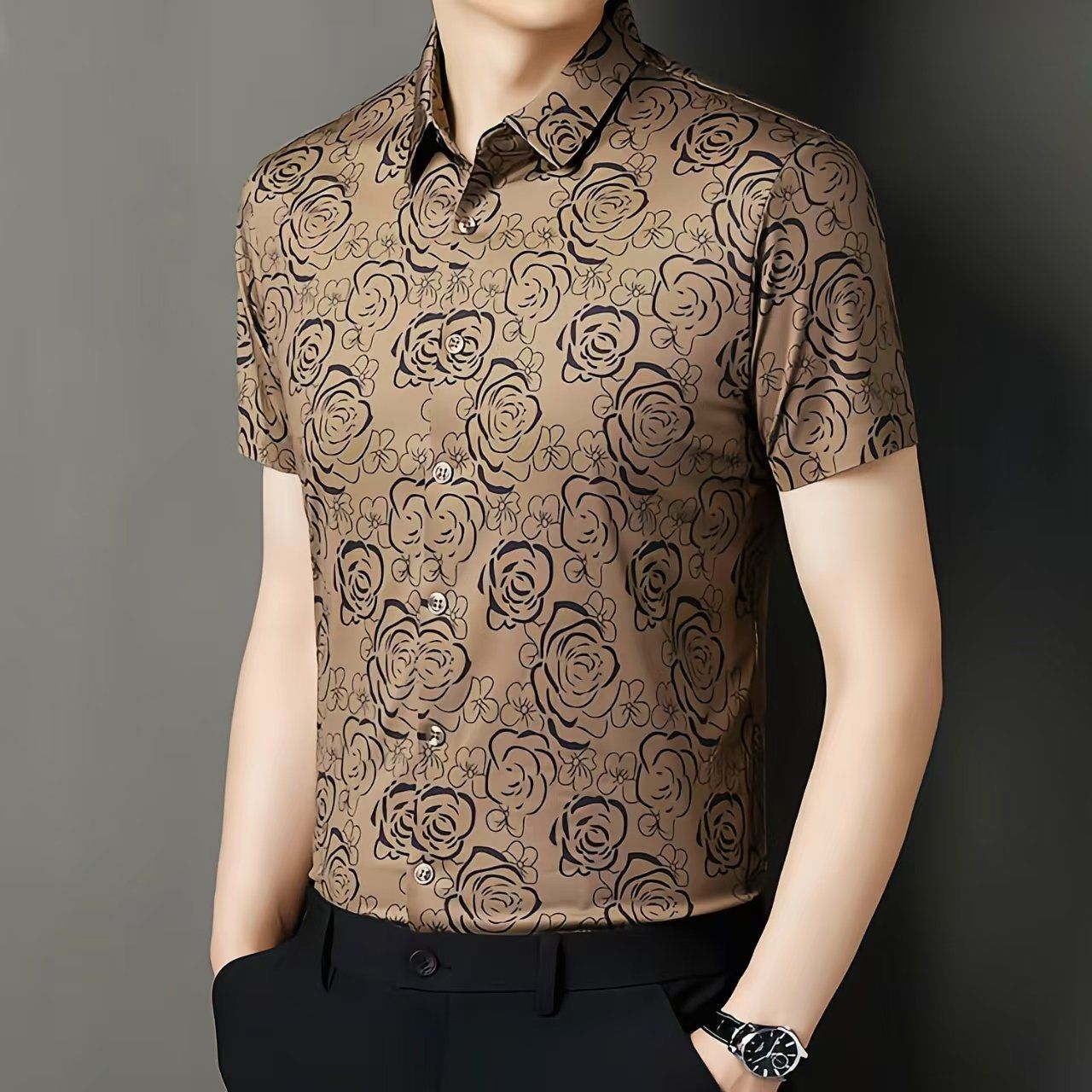 OEM/ODM Men's New Design Ice Silk Short Sleeve Shirt Casual T-Shirt