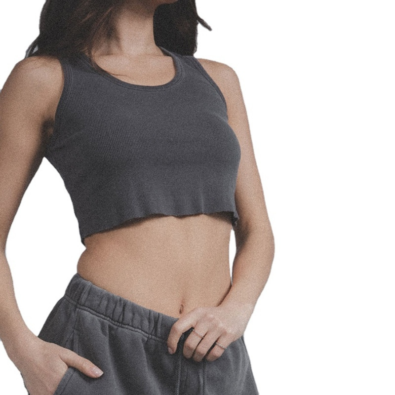 OEM New Arrival Rib Vest Ins Trend Casual Style Short Sleeveless Women Crop Tank Top
