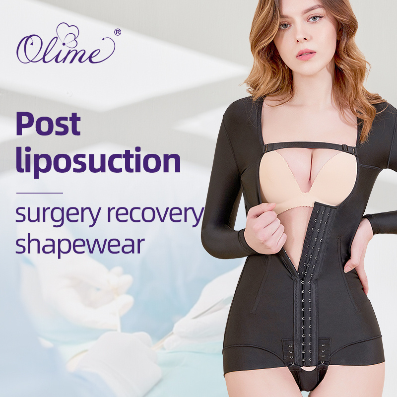 Post Surgical Liposuction Compression Garments Liposuction Long Sleeves Waist Trainer Shapewear Girdles Bodysuits Compression Garment Tops and Tummy Control