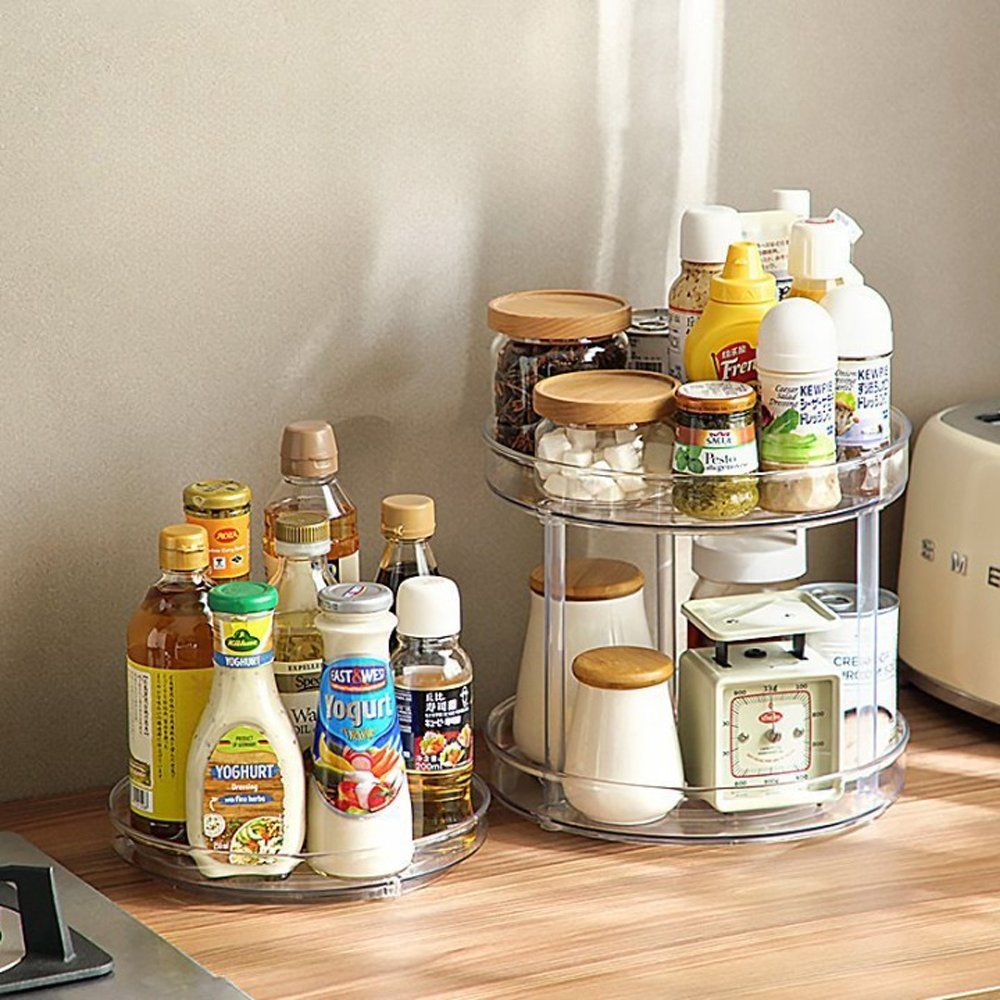 Multi-Layer Spice Shelf with Clear Containers Space-Saving Pantry Storage Solution