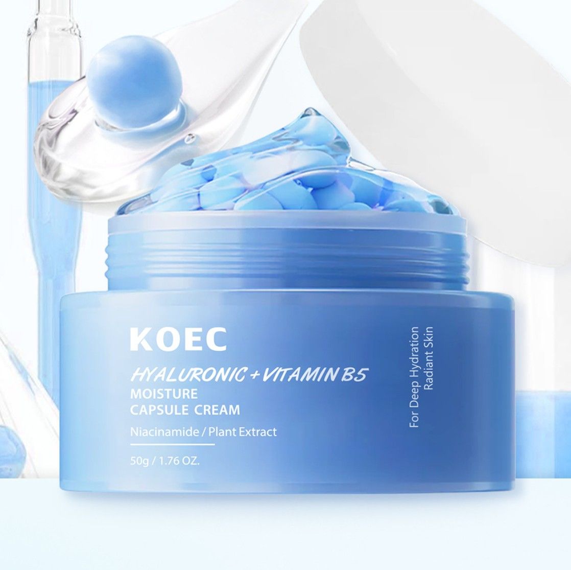 Online Wholesale and Retail Hyaluronic Vitamin B5 Moisturizing Capsule Cream Transparent Gel Glow Hydration Facial Moisturizing Cream Daily Facial Moisturizer