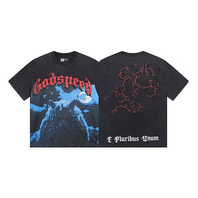 Trendy Godspeed Clothing T-Shirt Casual Oversized Graphic Tee for Mens Streetwear