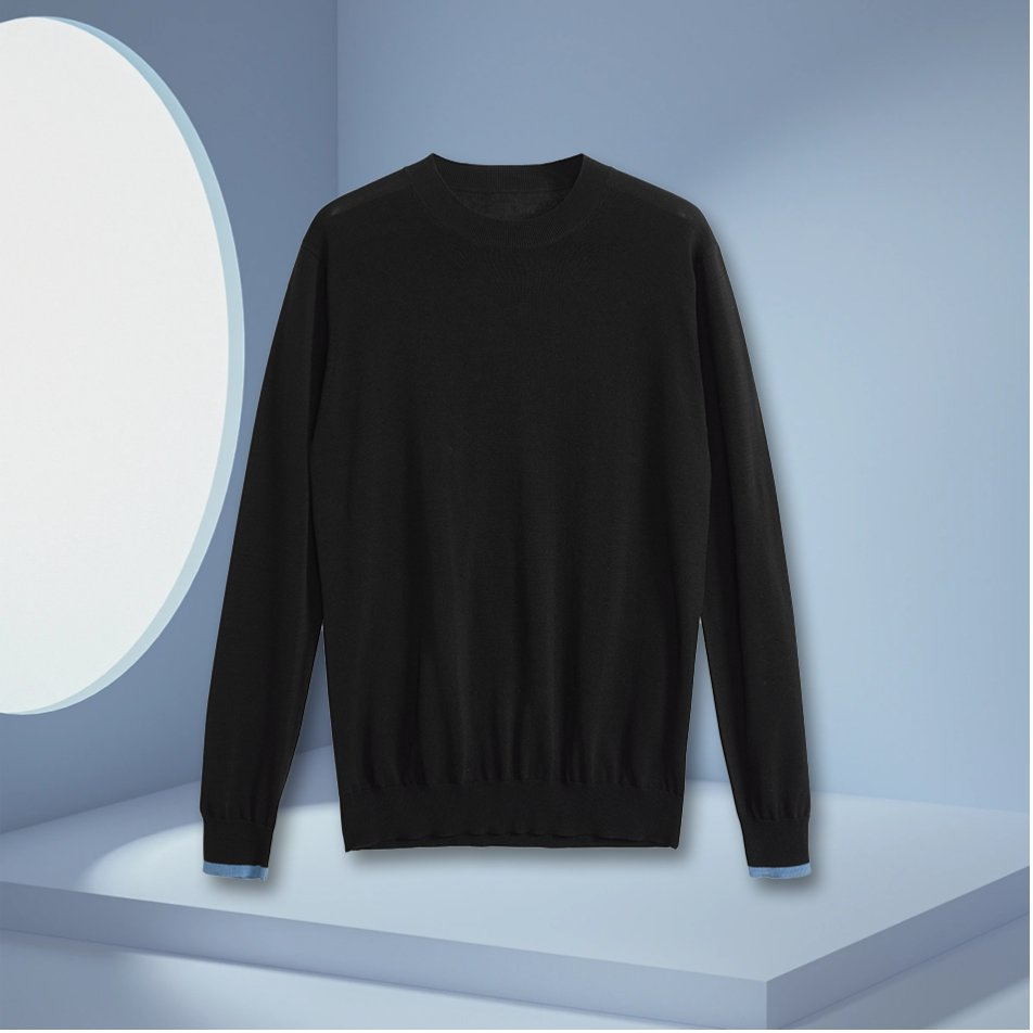 Plain Black Wool Polo Shirt Men 100% Cashmere Shirts for Men Ready to Ship Short Sleeve and Long Sleeve Breathable Polo