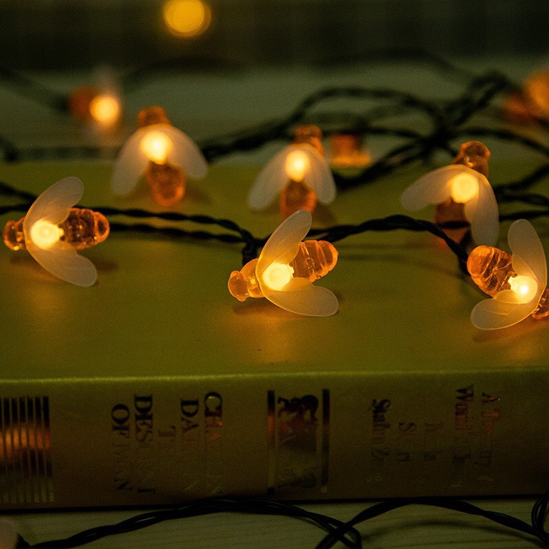 New Cute Honey String Fairy Light 5m 20LEDs Bee Outdoor Fence Patio Christmas LED Solar Powered Solar Garden Light
