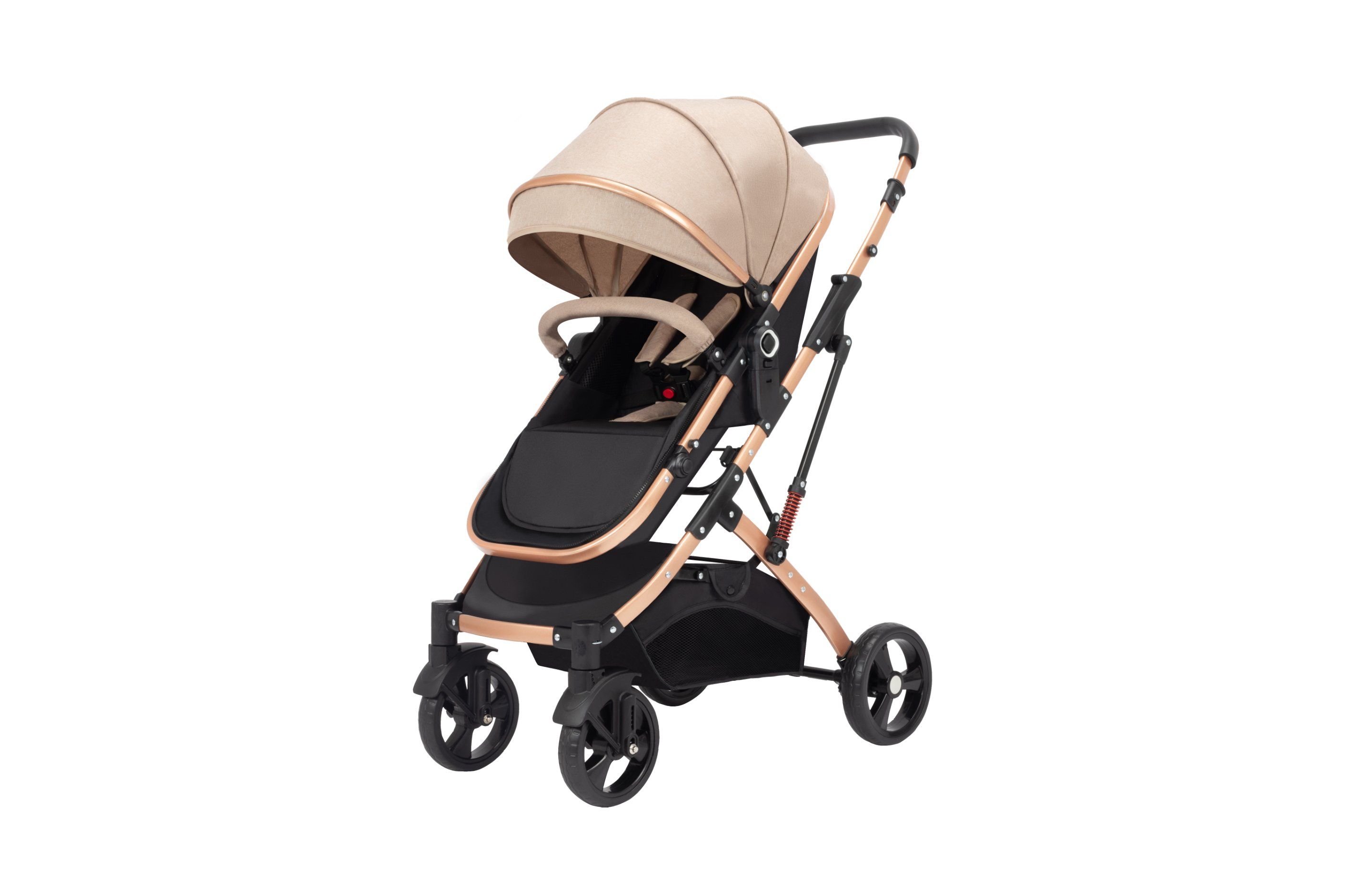 Portable Linen Kids Stroller Premium Alloy Two-Way Push Foldable 4-Wheel Travel System Big Light High Landscape Infant Pram