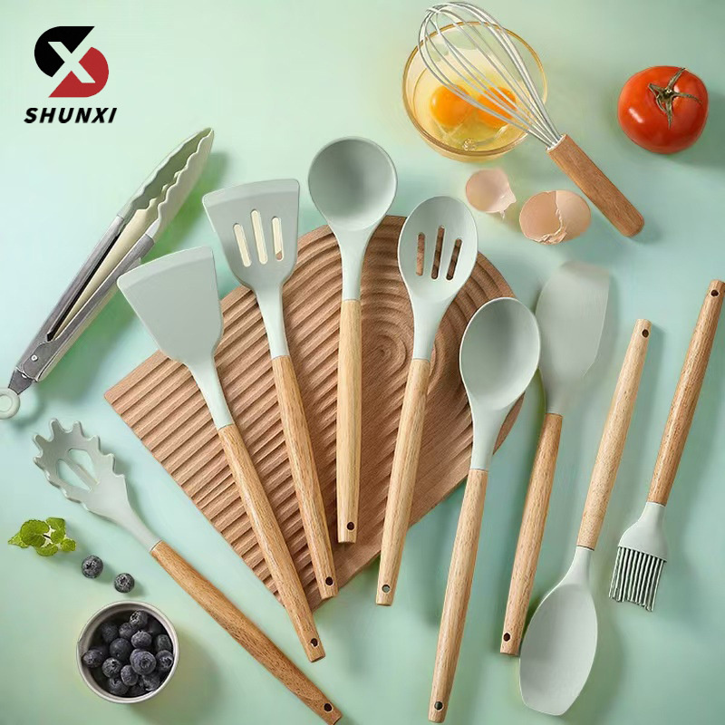 2025 Hot Sale Kitchen Gadgets Silicone Cookware Cooking Kitchen Utensils Spatula 19-Piece Set Cooking Baking Tools Food
