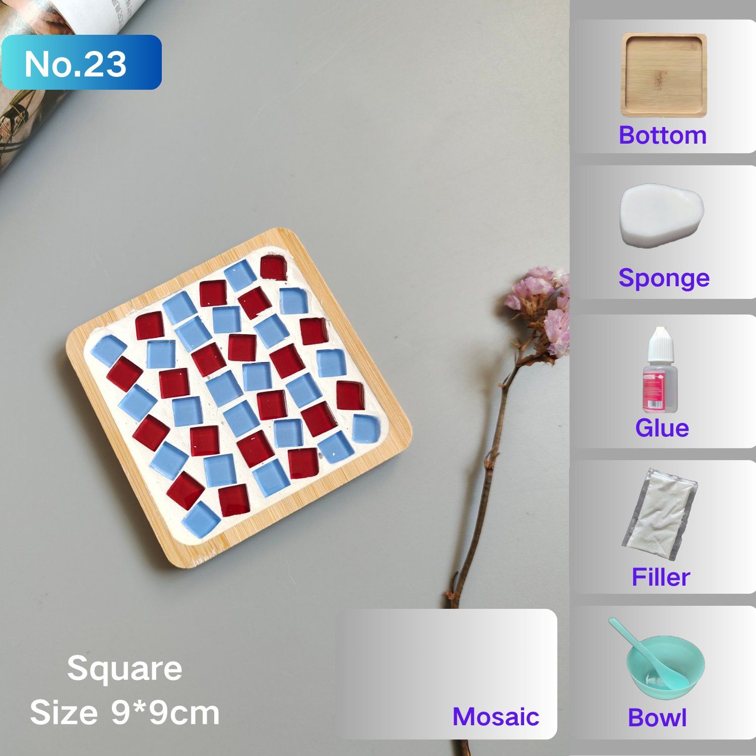 Mosaic Supplies for Home Decoration, Art Crafts, DIY Projects, Opaque (Square)