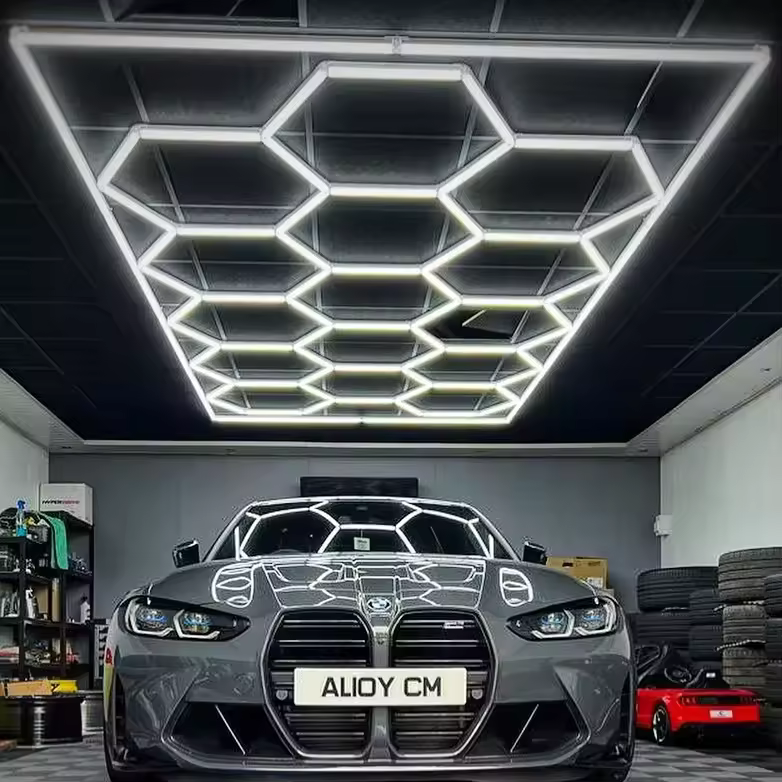 The High Quality Easy Set Up 6500k Diy Detailing Work Light Bar Car Wash Station 110v 220v Garage Ceiling Hexagonal Led Lights