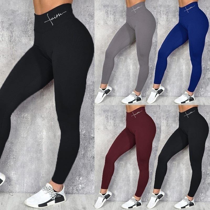 Women Printed Logo Sexy Fitness Yoga Pant Tummy Control Leggings