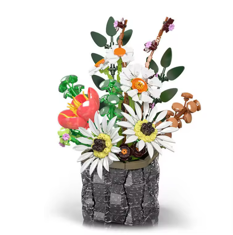 For Mould King 24107 Diy Mini Flower Bricks Toy Little Daisy Flower Bouquet Building Block Set Kit For Kids Creativity Toy