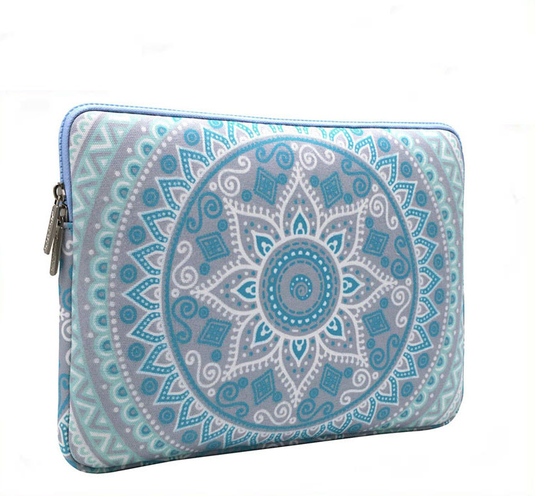 Distributor Mandala Pattern Mint Green Durable Canvas Laptop Tablet Sleeve