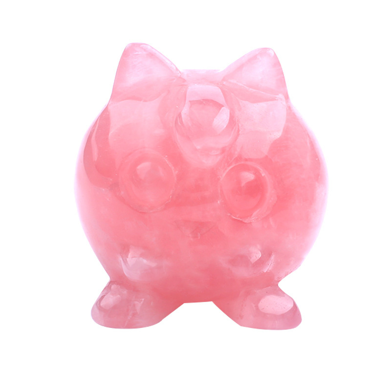 Wholesale Natural Rose Quartz Cartoon Crafts High Quality Carving Crystal for Home Decoration